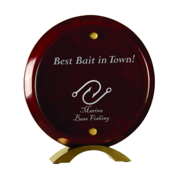 8 1/2" Round Rosewood Piano Finish Floating Acrylic Standup
