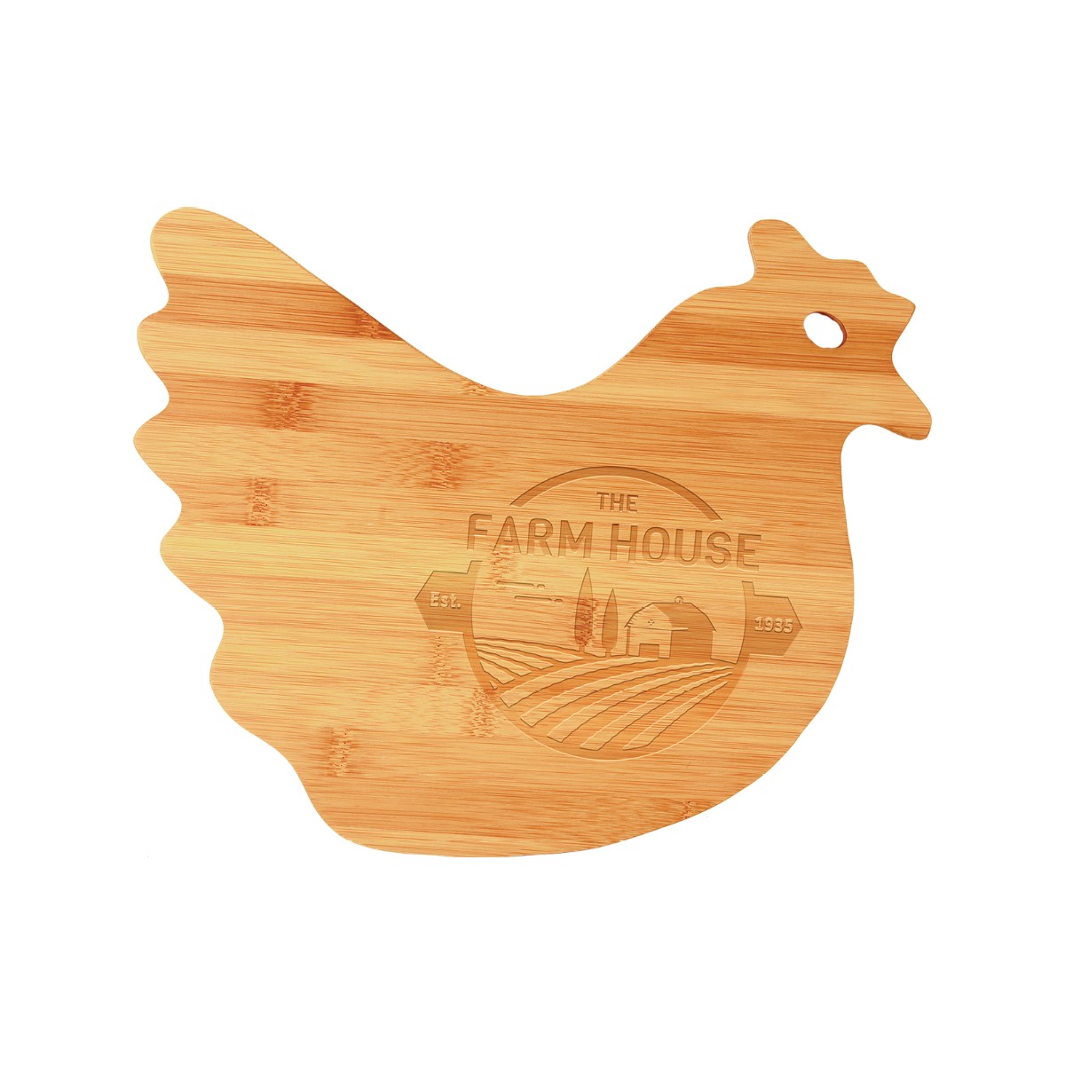 Bamboo Hen Shaped Cutting Board 13 1/2" x 10 7/8"